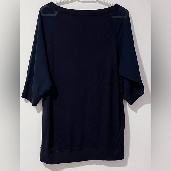 Harvé Benard top sweater 3/4 sheer sleeves size M Blue - Picture 4 of 6